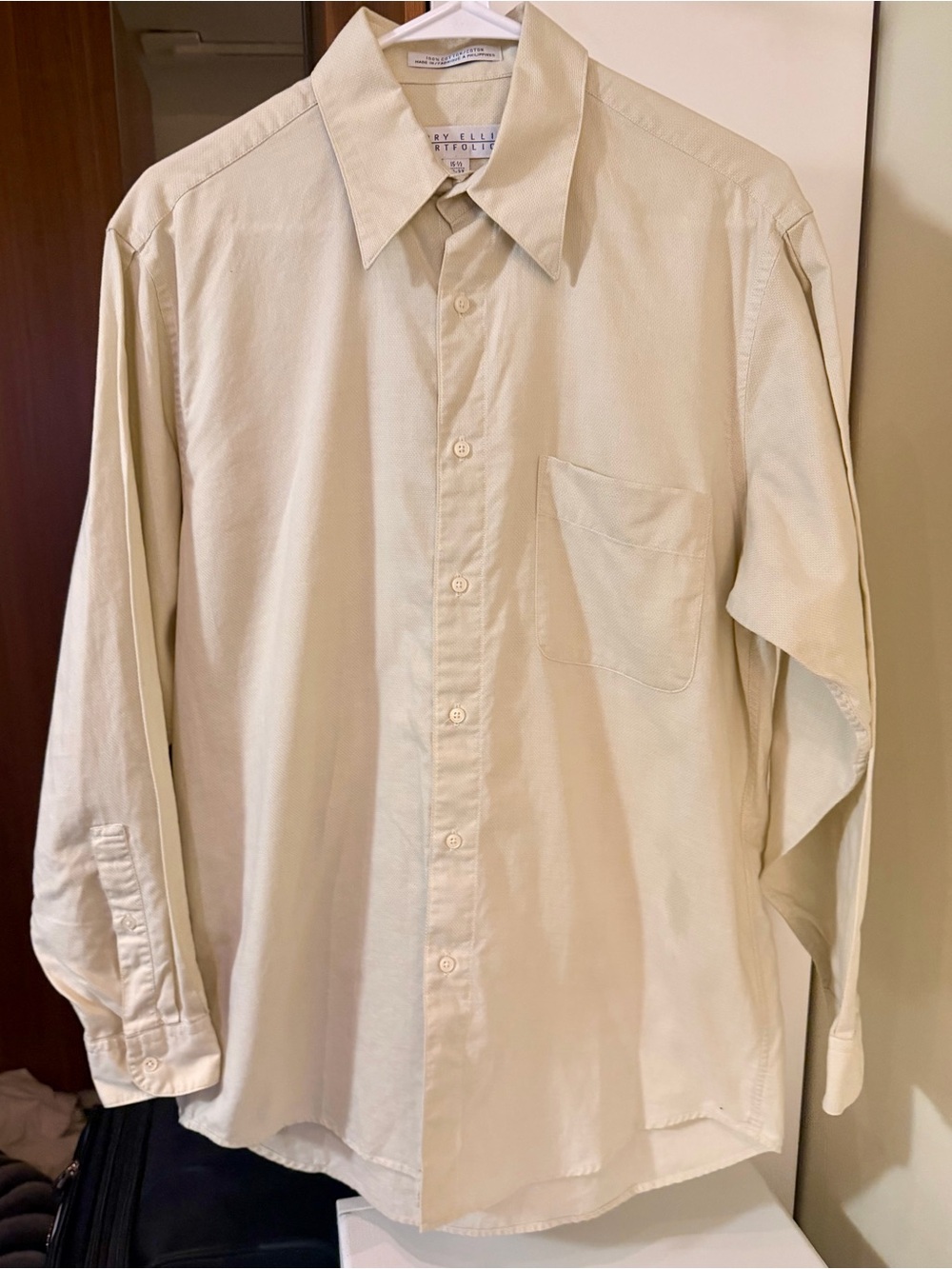 Perry Ellis Cream Button-Down Cotton Shirt